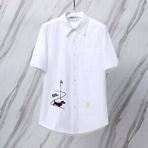 Thom Browne embroidered casual white short-sleeved shirt
